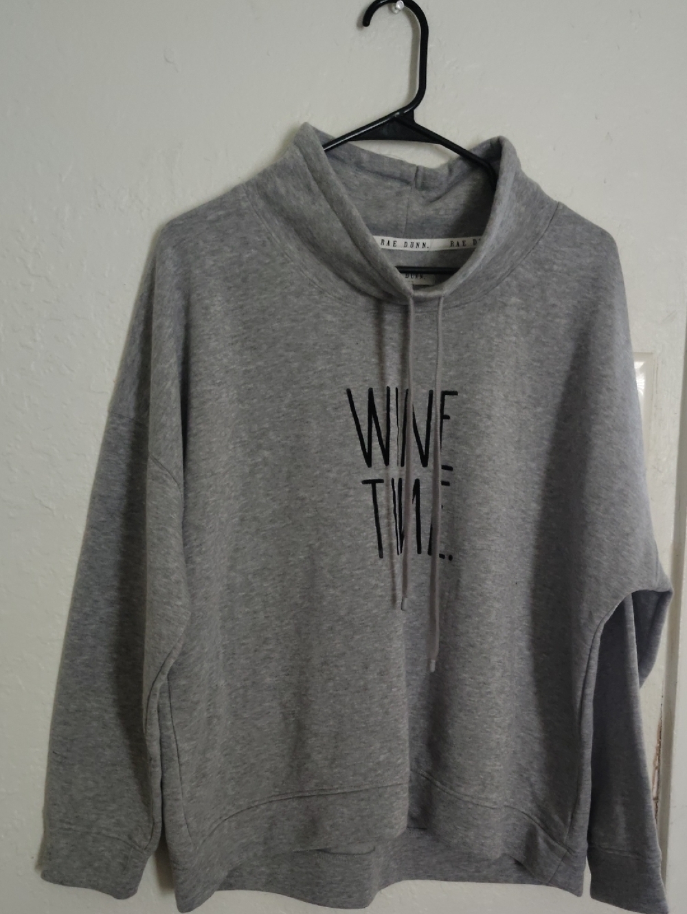Rae Dunn Gray Turtleneck Pullover with Drawstring